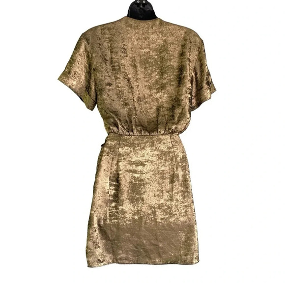 ZARA Gold Mini Dress Tie Waist - Picture 7 of 11